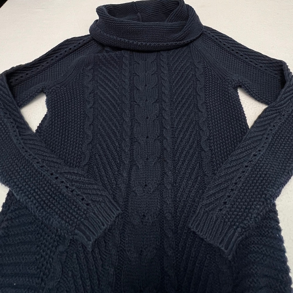 Cabi Cable Knit Sweater Women XS Navy Blue Cowl Neck Pullover 3168 - Picture 2 of 12